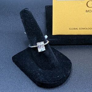 Emerald 2ct Moissanite ring size 6 sterling silver